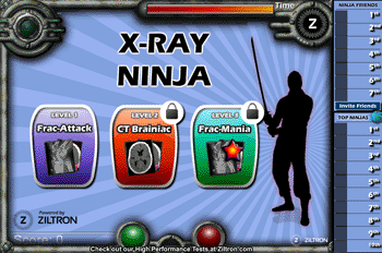 Image: A screenshot from the game X-Ray Ninja, a Facebook Web application (Photo courtesy of Ziltron).